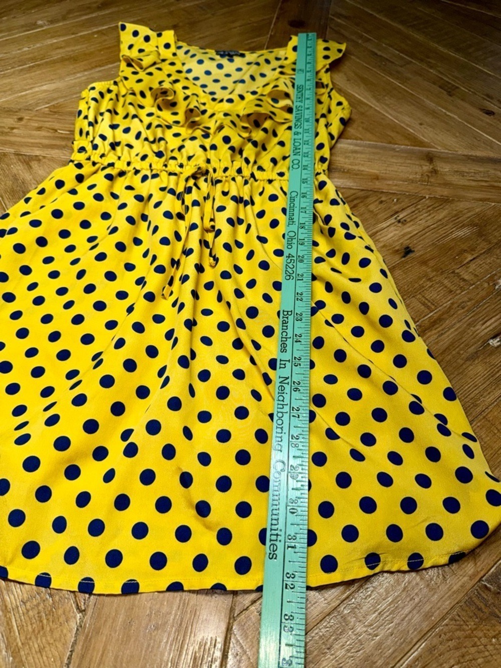 Bebop Mustard Yellow Polka Dot Ruffle Dress | Size Medium - Picture 8 of 11